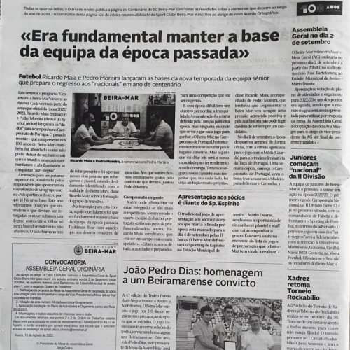 Futebol em ano de Centenário: e depois de subir aos "nacionais"?