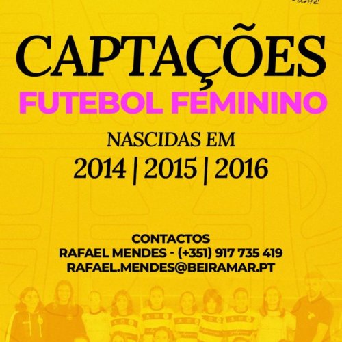Futebol Feminino: Abertas as Captações da Nova Geração