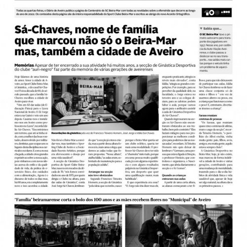Ginastas "Auri-Negros" estão nos 100 Anos do SC Beira-Mar