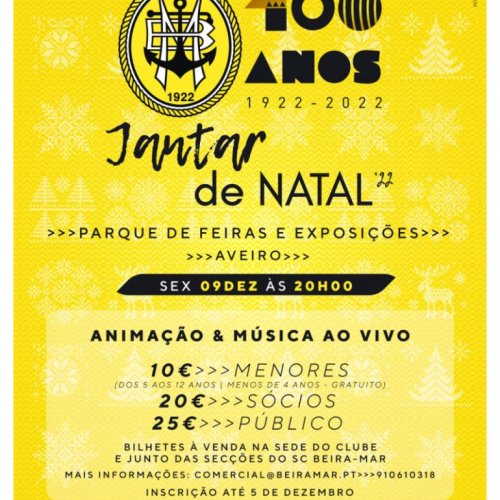 Jantar de Natal no dia 9 de dezembro