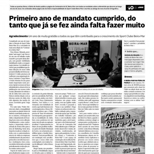 Órgãos Sociais: um ano de mandato em ano de Centenário