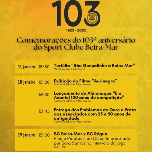 Programa dos 103 anos do SC Beira-Mar